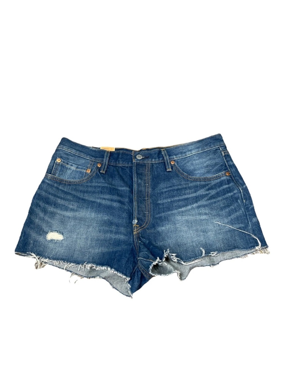 Levi's 501 Denim Shorts Cut Off High Waist Button Fly Distressed Womens Size 32